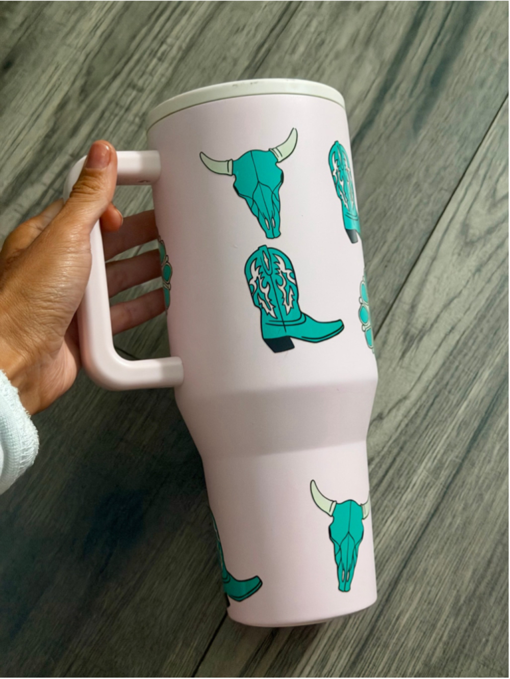 HydroJug Unisex Water Bottle 40oz Pink and Turquoise Western Print